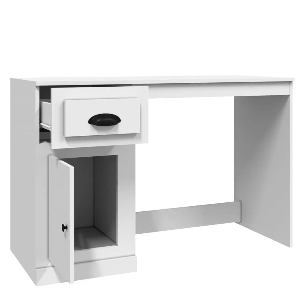 White High Gloss Desk with Drawer