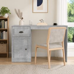 Modern Grey Desk with Storage for Home Office 115x50x75cm