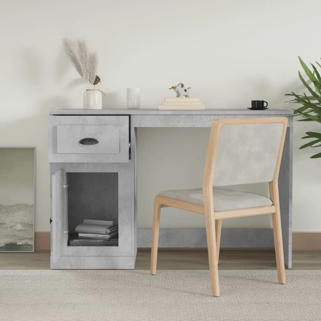 Grey Desk with Storage for Home Office 115x50x75cm