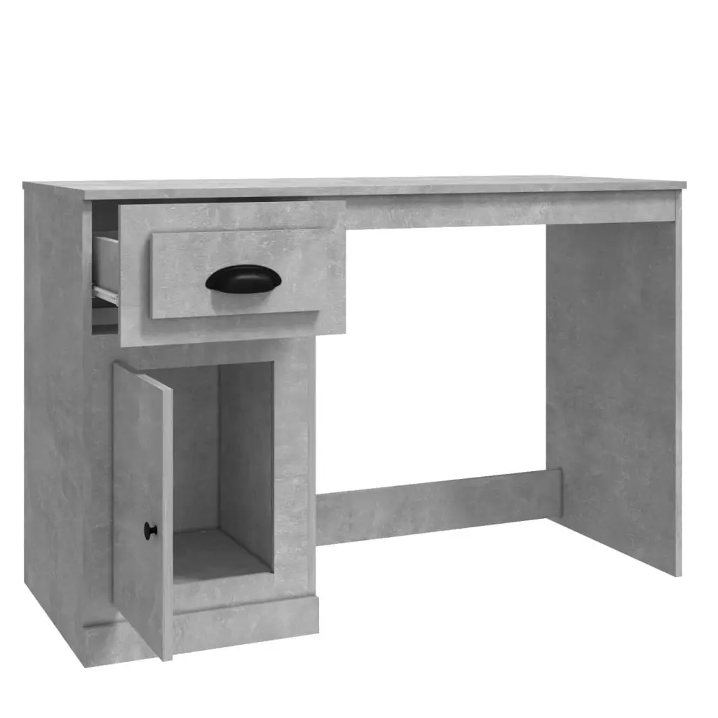 Grey Desk with Storage for Home Office 115x50x75cm