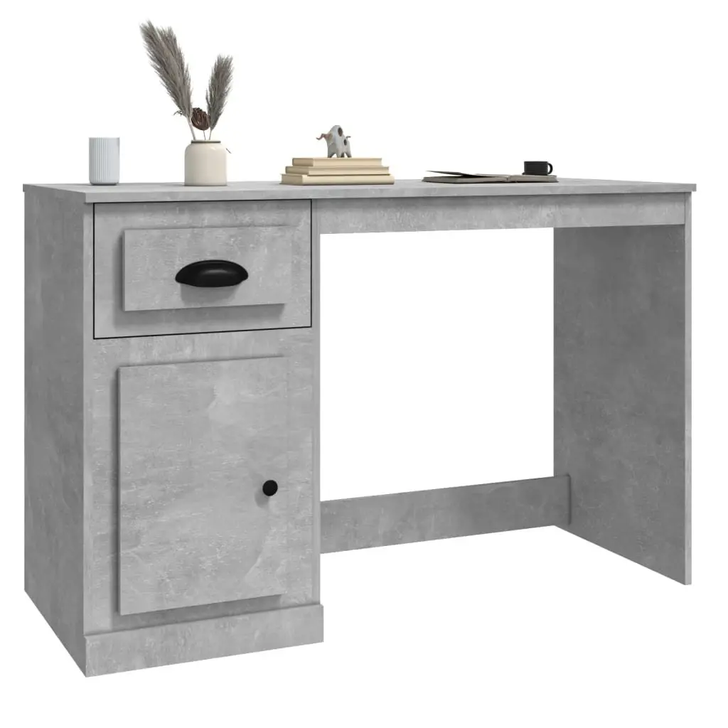 Grey Desk with Storage for Home Office 115x50x75cm