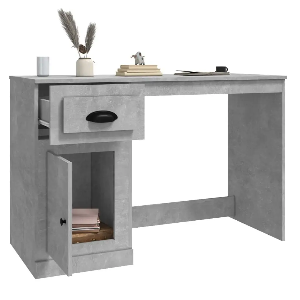 Grey Desk with Storage for Home Office 115x50x75cm