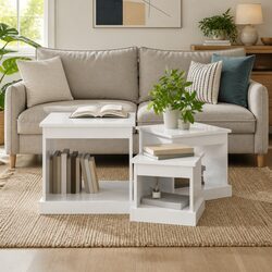 Nesting Coffee Table Set 3 Piece High Gloss White