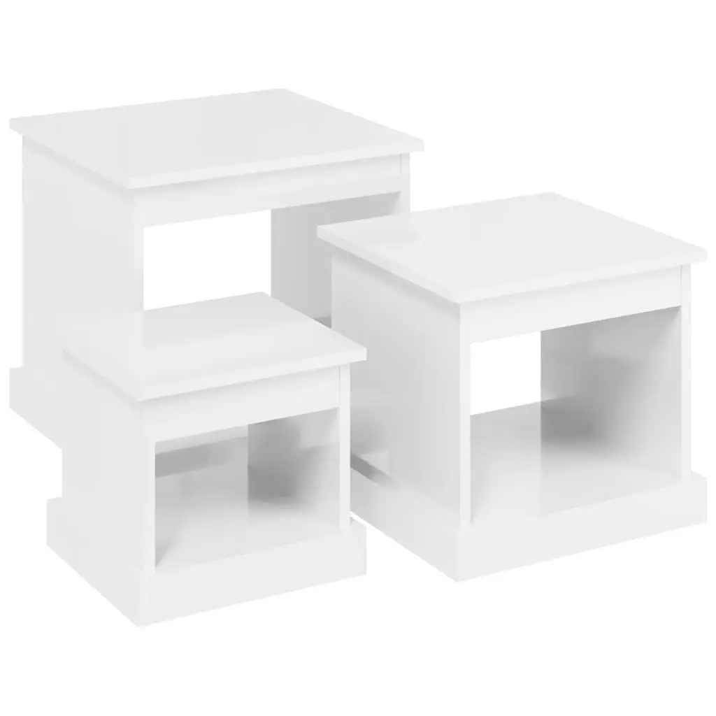 Nesting Coffee Table Set 3 Piece High Gloss White