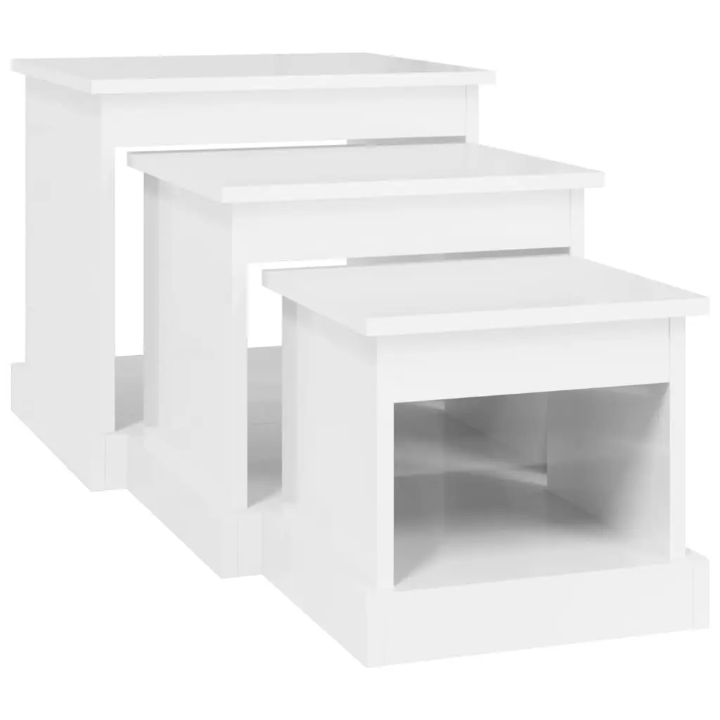Nesting Coffee Table Set 3 Piece High Gloss White