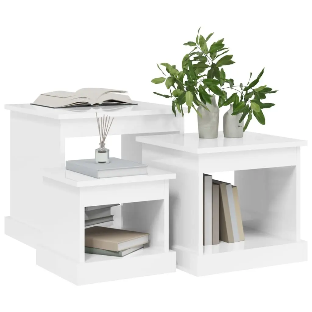 Nesting Coffee Table Set 3 Piece High Gloss White