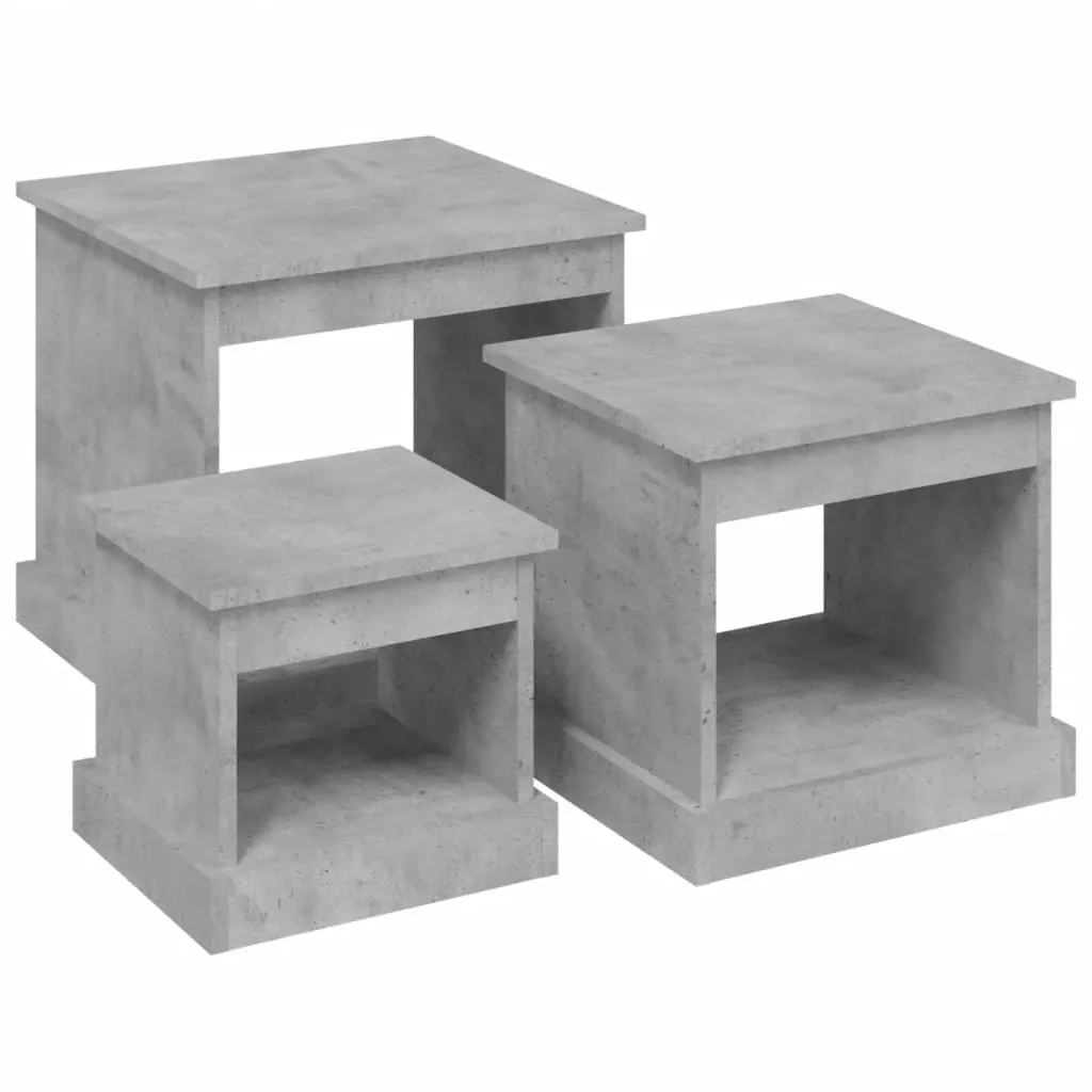 Coffee Table Set Grey Engineered Wood 3 Piece Living Room Accent Nesting Tables