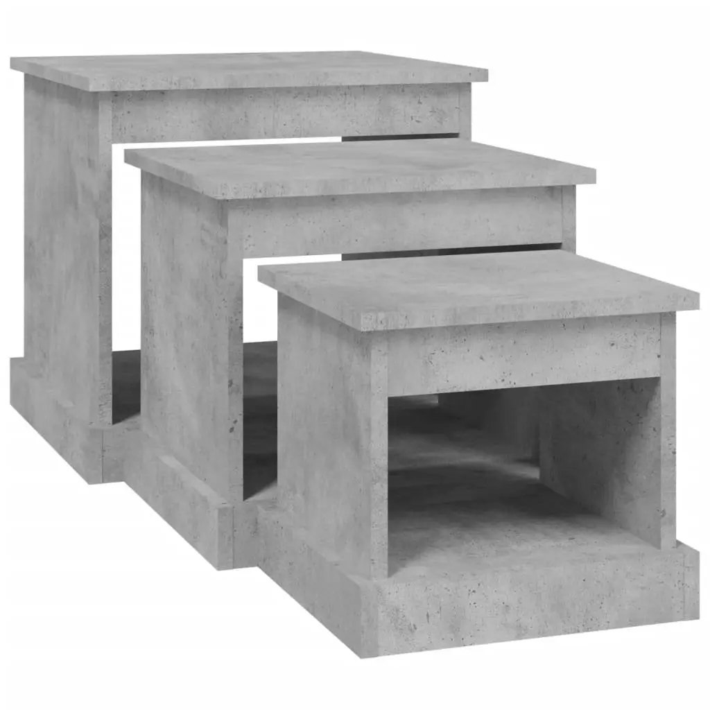 Coffee Table Set Grey Engineered Wood 3 Piece Living Room Accent Nesting Tables
