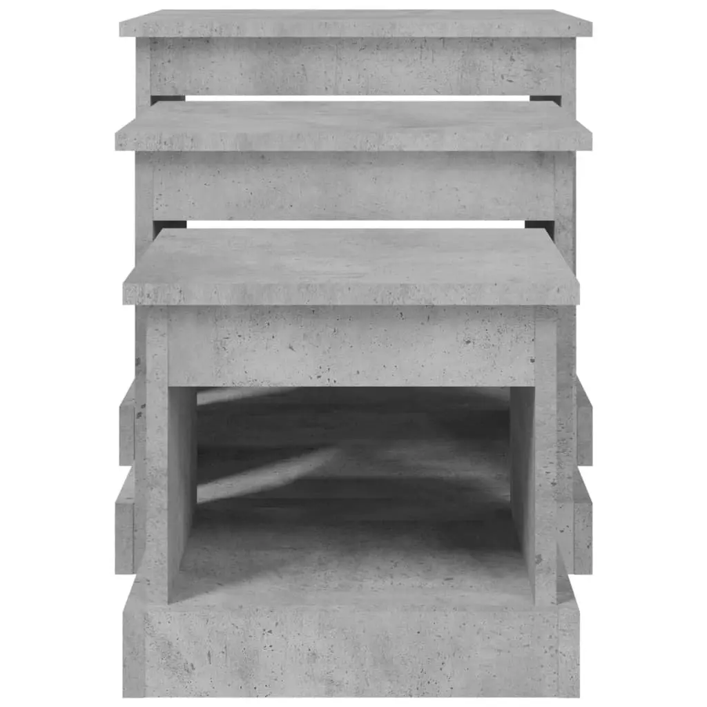 Coffee Table Set Grey Engineered Wood 3 Piece Living Room Accent Nesting Tables