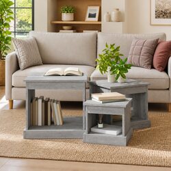 Grey Sonoma Engineered Wood 3-Piece Coffee Table Set
