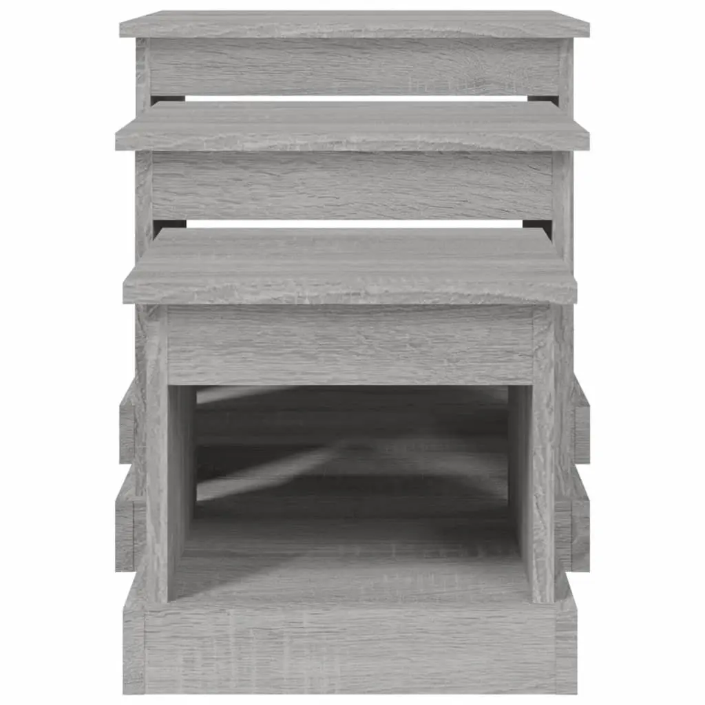 Coffee Table Set Grey Sonoma 3 Piece Engineered Wood Nesting Side Tables