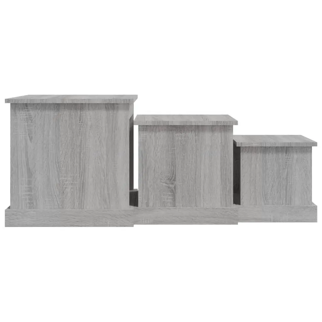 Coffee Table Set Grey Sonoma 3 Piece Engineered Wood Nesting Side Tables