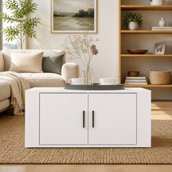 White Coffee Table with Storage 80x50x36cm for Living Room