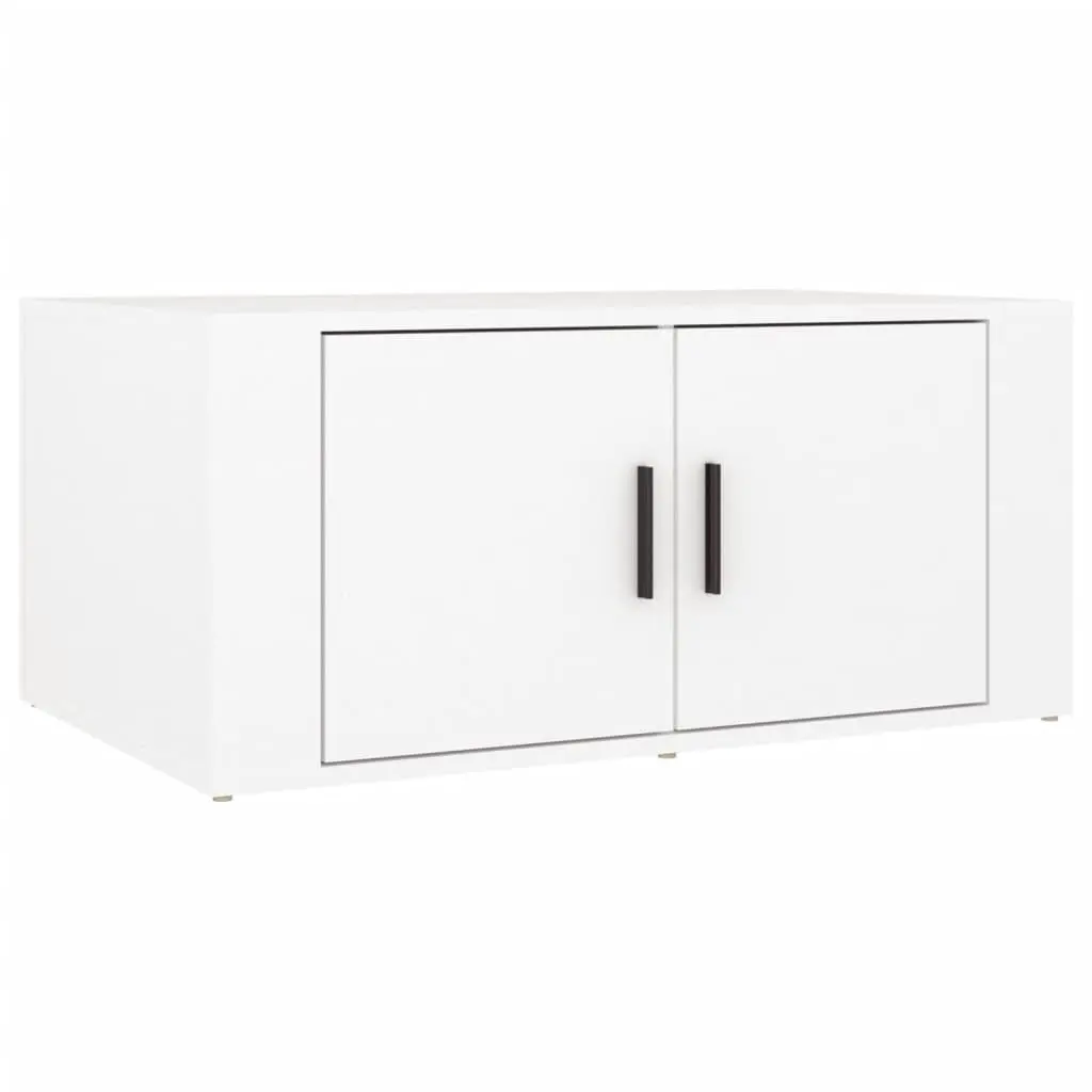 White Coffee Table with Storage 80x50x36cm for Living Room