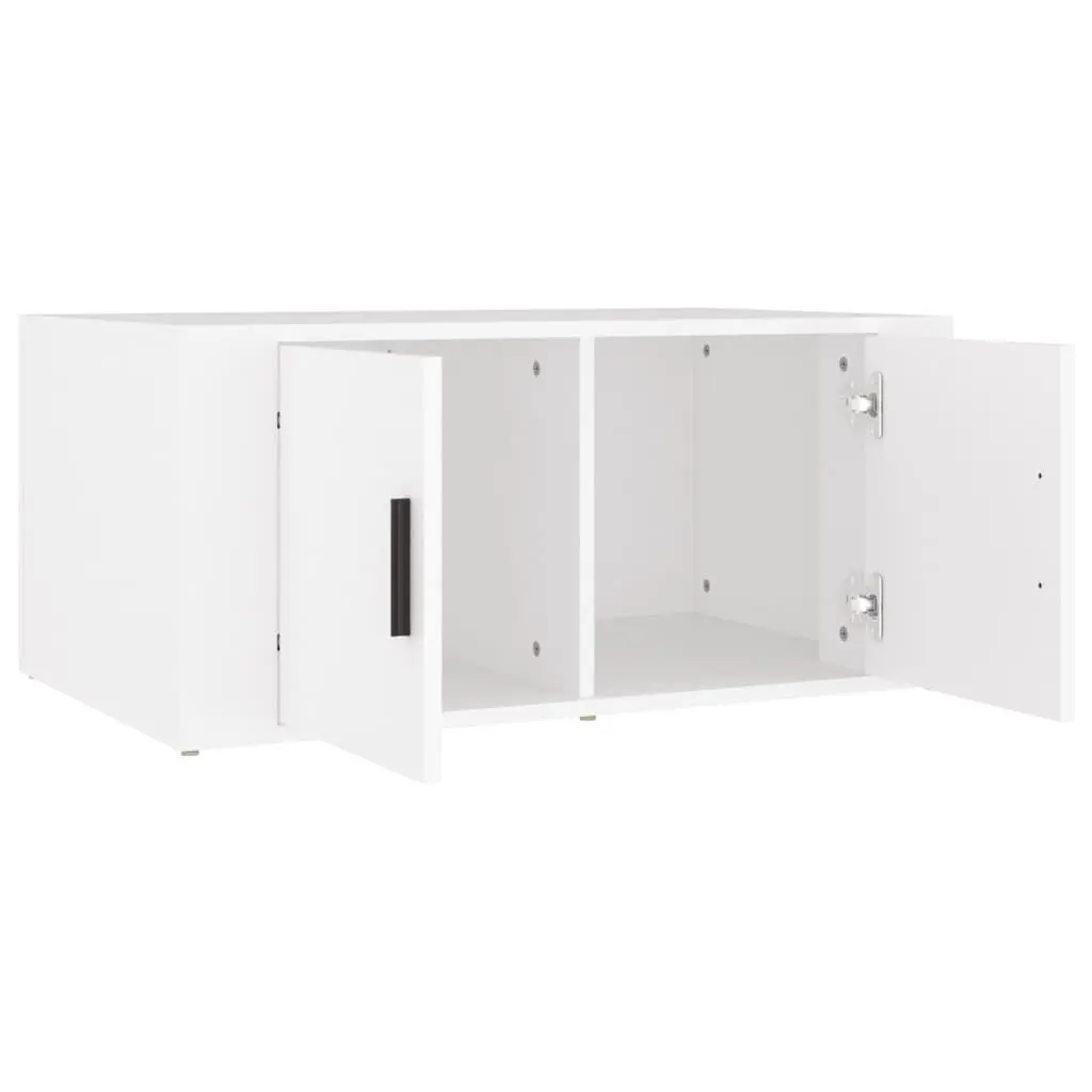 White Coffee Table with Storage 80x50x36cm for Living Room