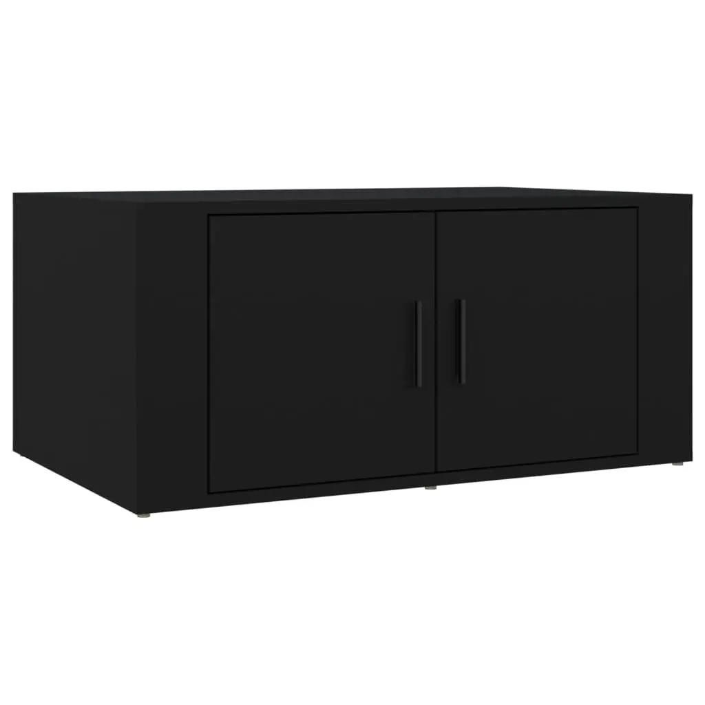 Black Coffee Table Engineered Wood Storage Compartments 80W x 50D x 36H cm Living Room Furniture