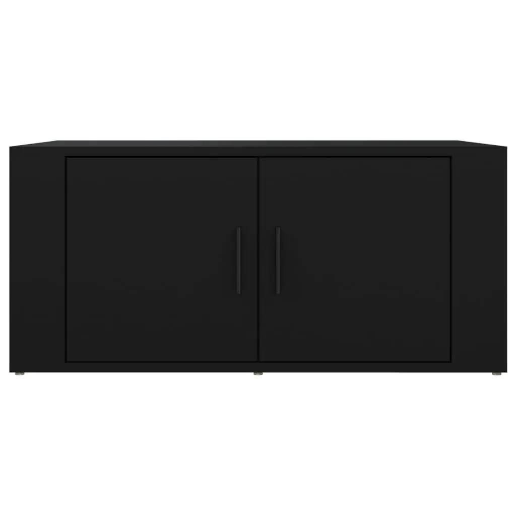 Black Coffee Table Engineered Wood Storage Compartments 80W x 50D x 36H cm Living Room Furniture