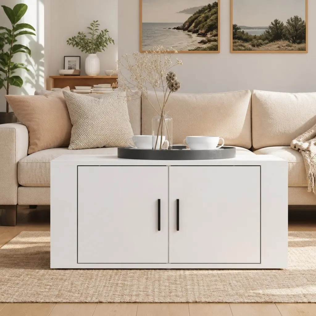 White High Gloss Coffee Table with Storage