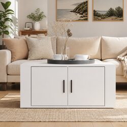 Elegant White High Gloss Coffee Table with Storage