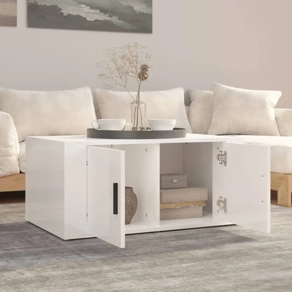 White High Gloss Coffee Table with Storage