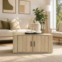 Brown Engineered Wood Coffee Table with Storage