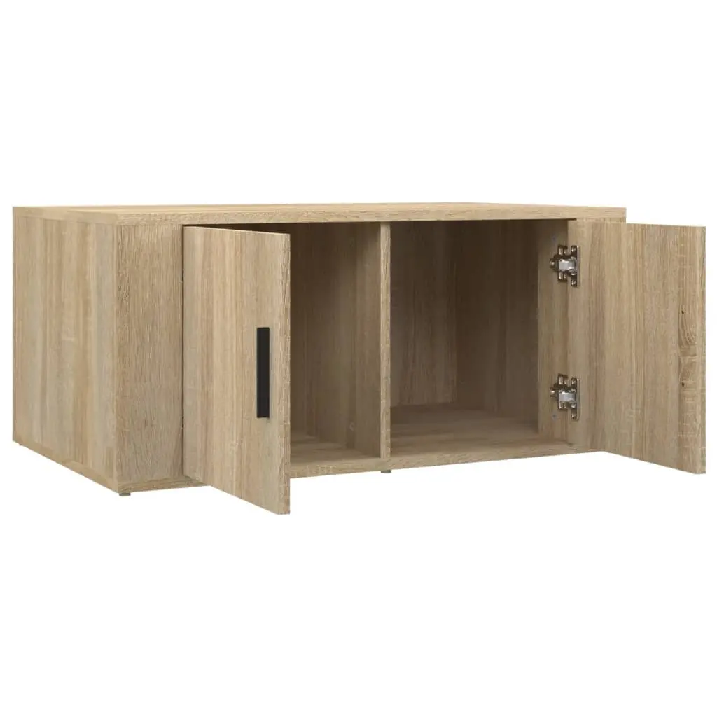 Coffee Table Brown Engineered Wood 80 x 50 x 36 cm Living Room Accent with Storage Compartments