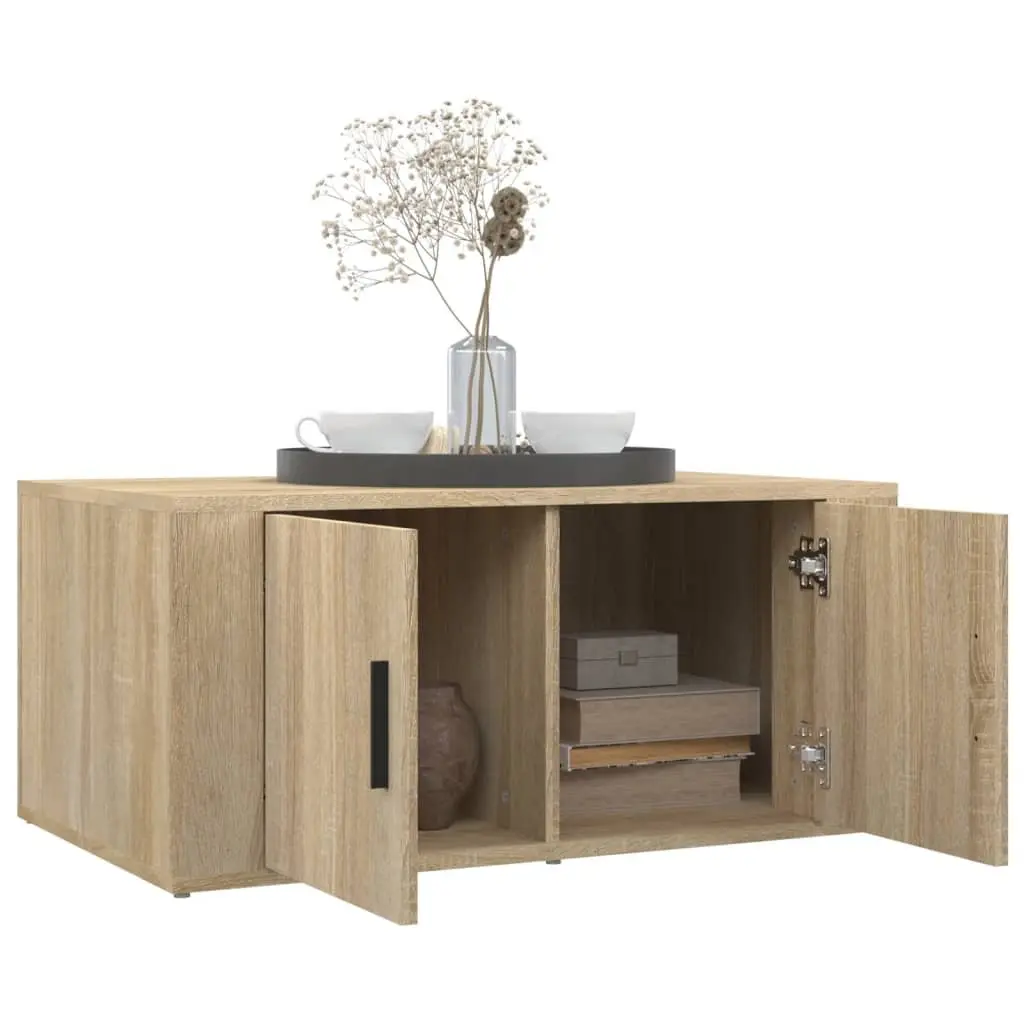 Coffee Table Brown Engineered Wood 80 x 50 x 36 cm Living Room Accent with Storage Compartments