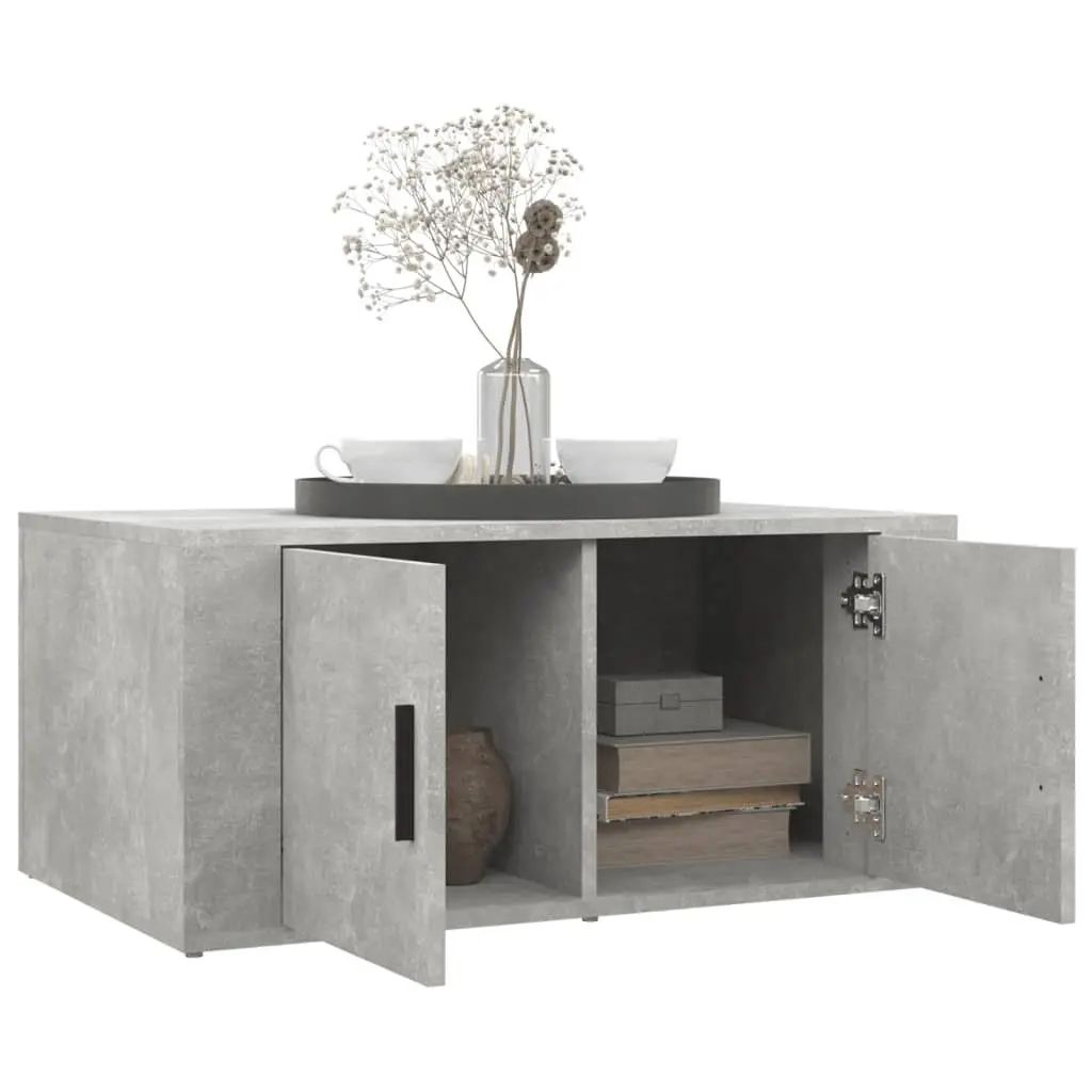 Coffee Table Grey Engineered Wood 80W x 50D x 36H cm Storage Compartments