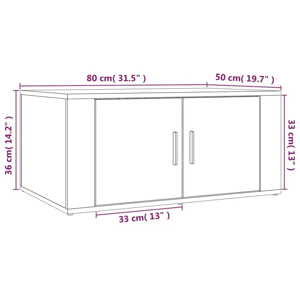 Coffee Table Grey Engineered Wood 80W x 50D x 36H cm Storage Compartments