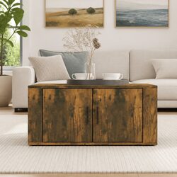 Cozy Coffee Table with Storage Brown Engineered Wood