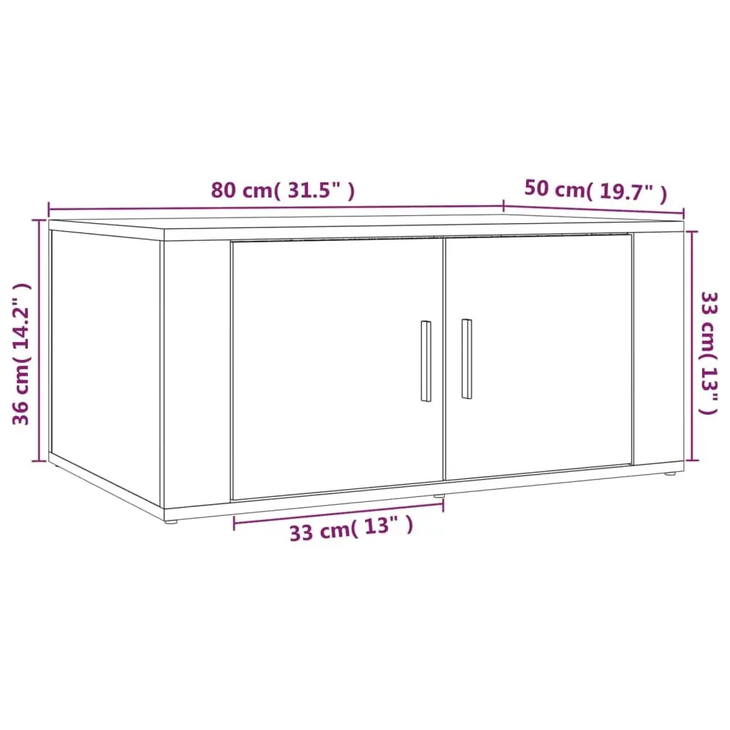 Coffee Table Brown Engineered Wood 80L x 50W x 36H cm