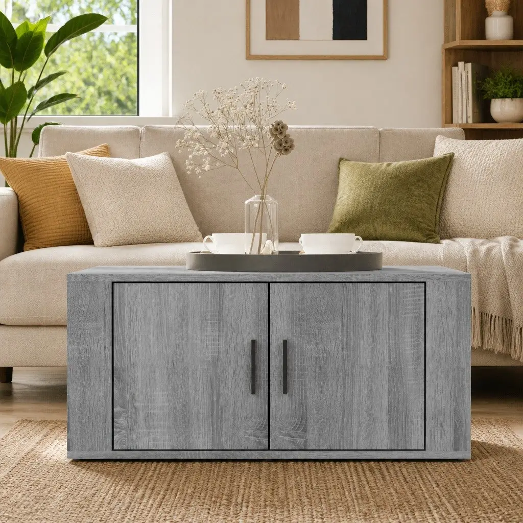 Coffee Table Grey Sonoma 80x50x36 cm Engineered Wood Storage Compartments