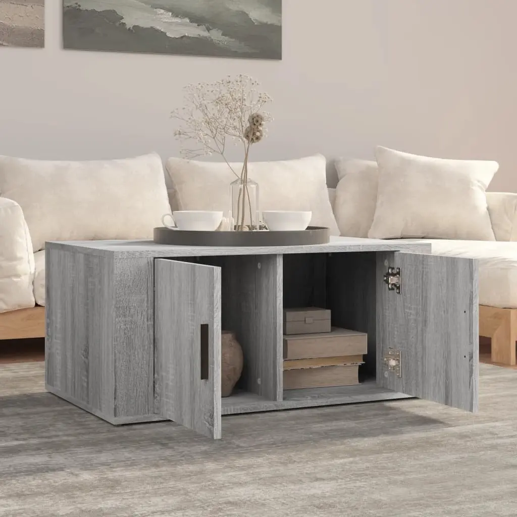 Coffee Table Grey Sonoma 80x50x36 cm Engineered Wood Storage Compartments