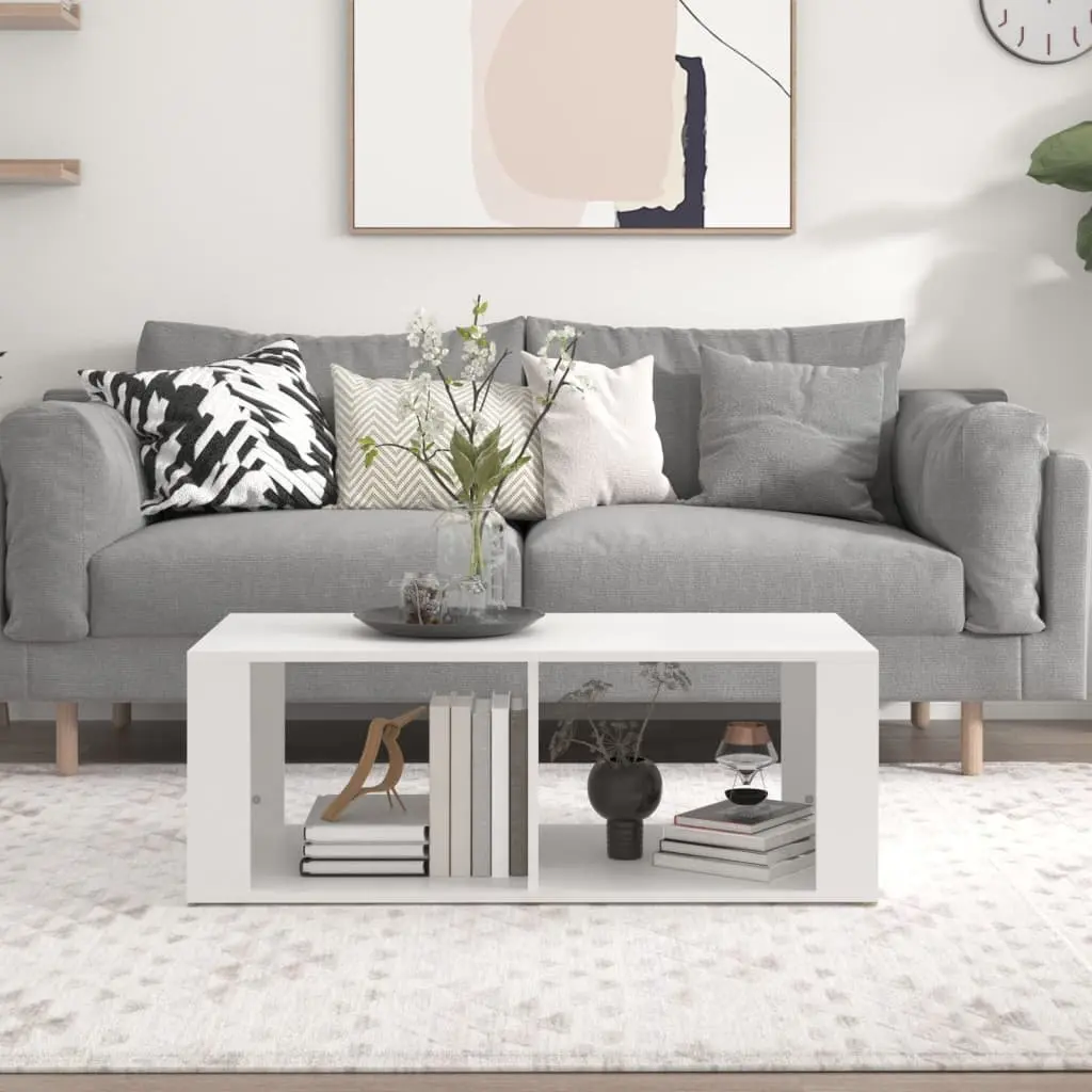 Coffee Table White Modern 100x50x36cm Engineered Wood