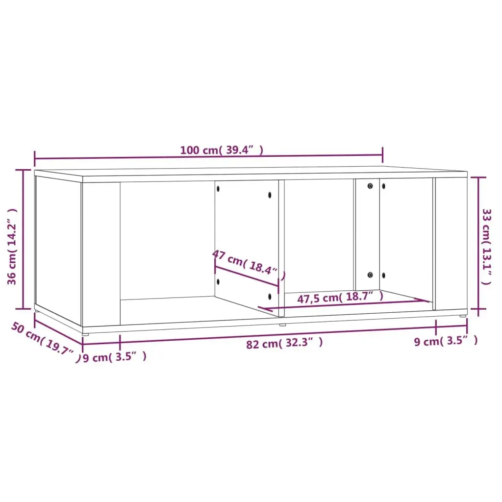 Coffee Table White Modern 100x50x36cm Engineered Wood