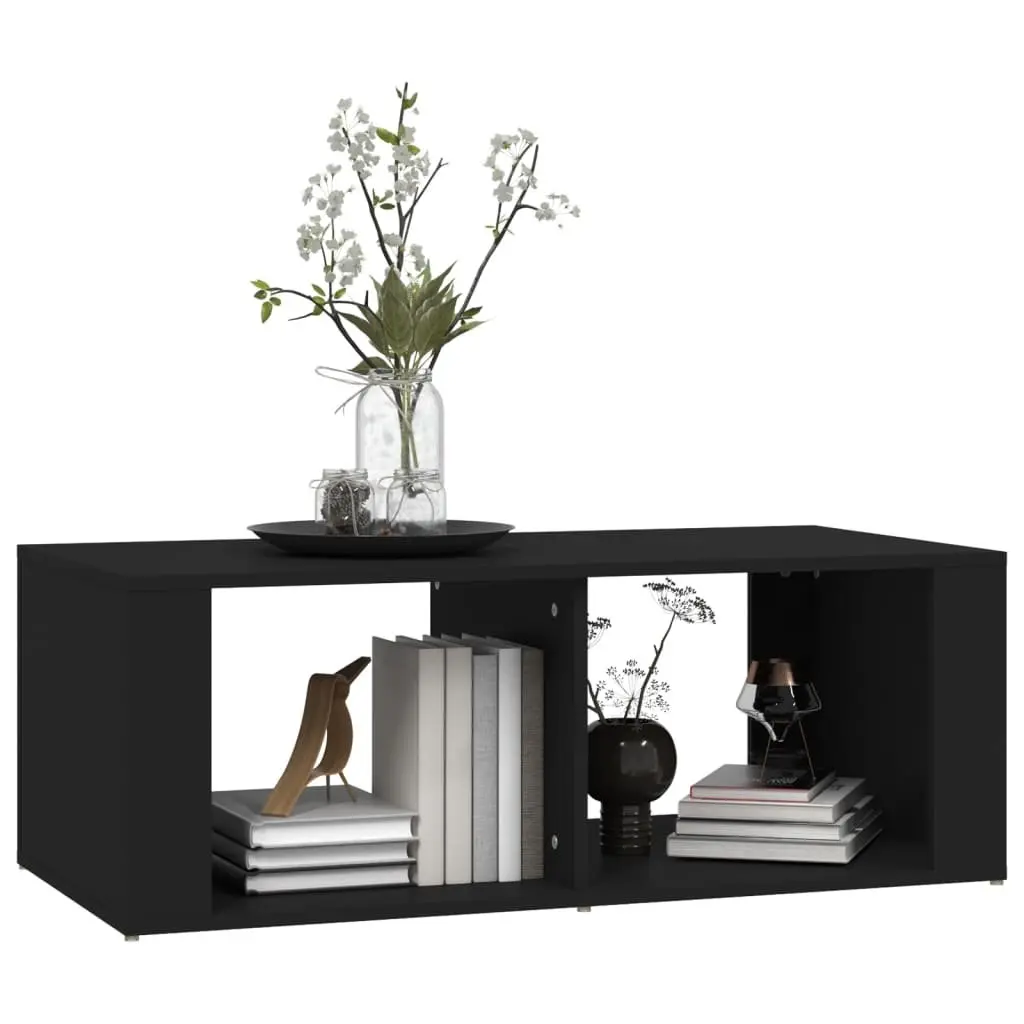 Coffee Table Black Modern 100 x 50 x 36 cm Engineered Wood with 2 Shelves