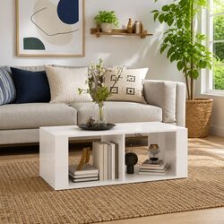 Modern White Gloss Coffee Table with Storage Shelves