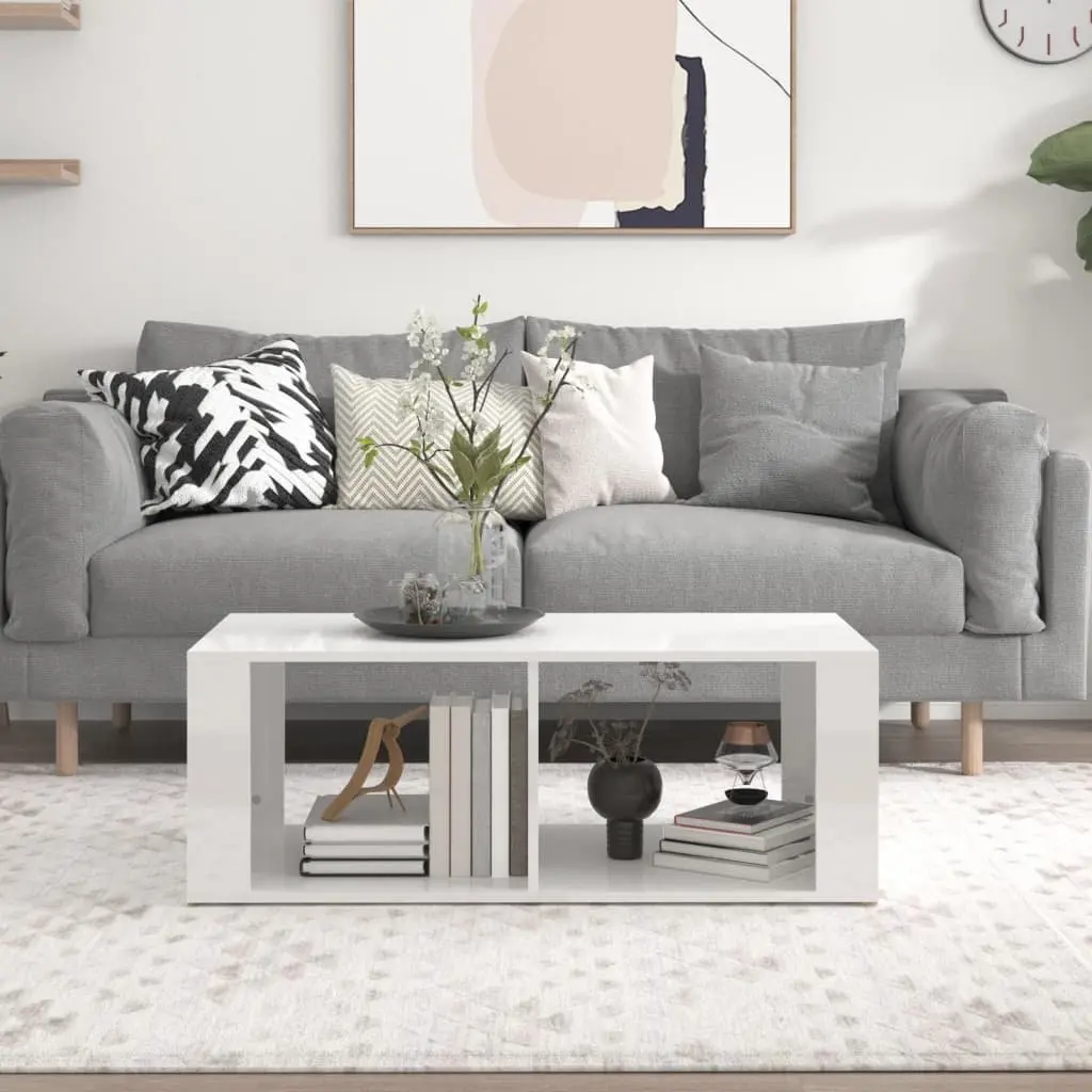 Coffee Table White High Gloss Modern 100 x 50 x 36 cm Engineered Wood