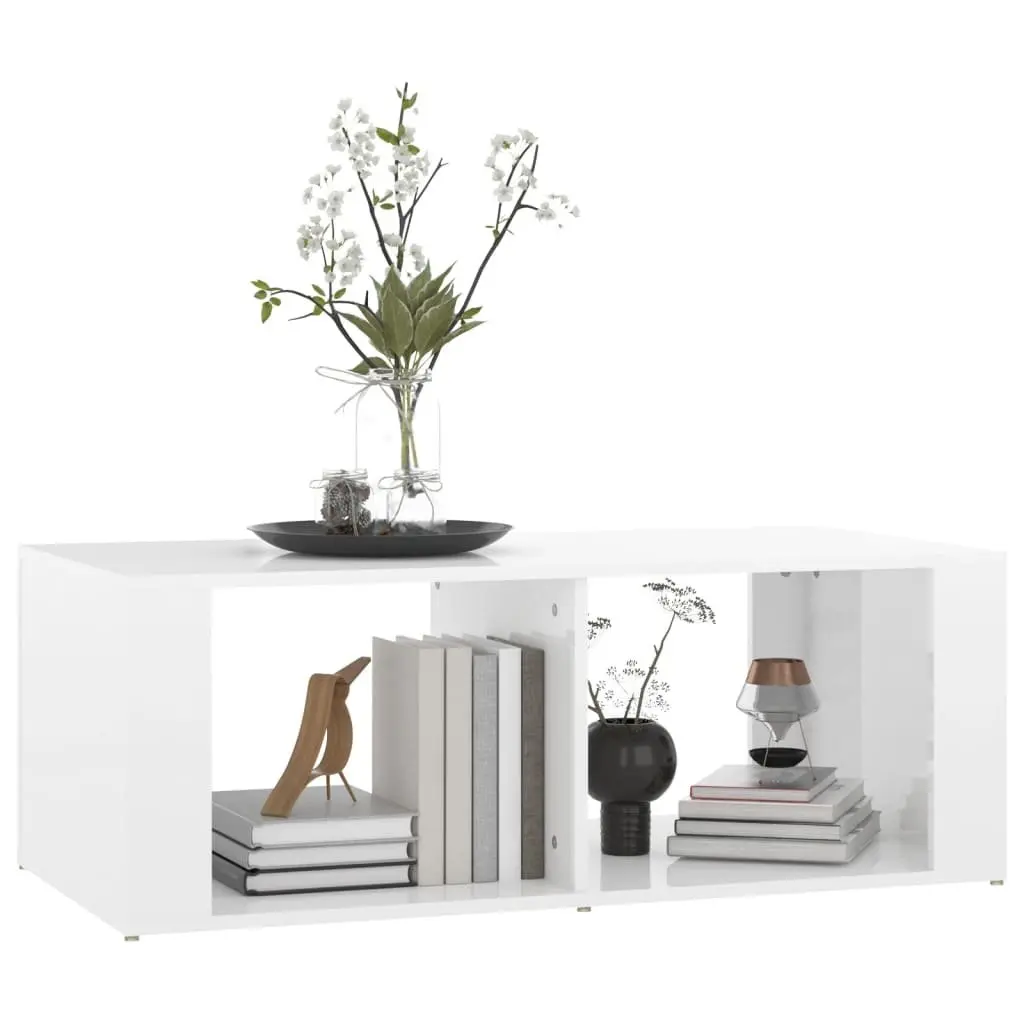 Coffee Table White High Gloss Modern 100 x 50 x 36 cm Engineered Wood