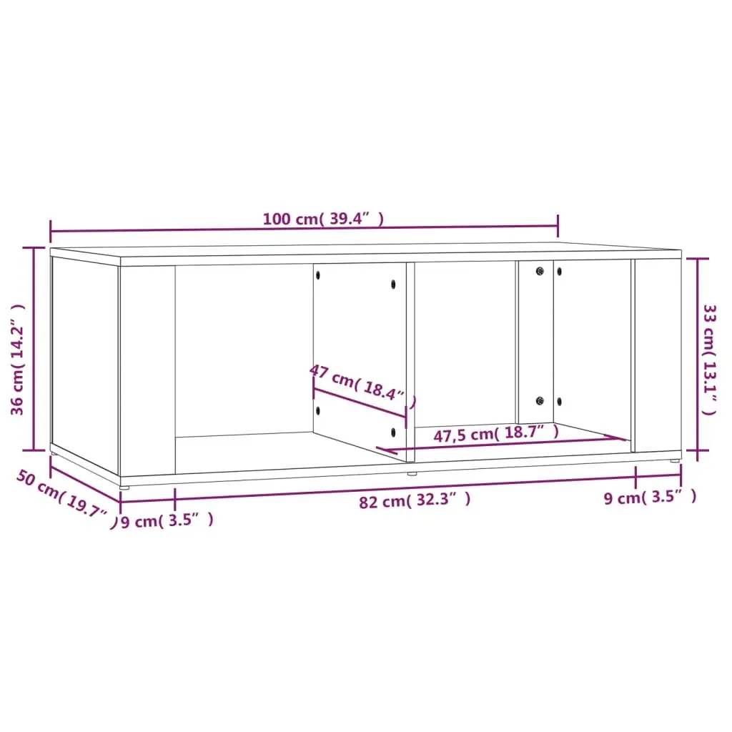 Coffee Table White High Gloss Modern 100 x 50 x 36 cm Engineered Wood