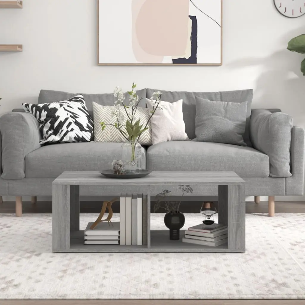 Coffee Table Grey Sonoma 100x50x36 cm Engineered Wood Modern Living Room Storage Organiser