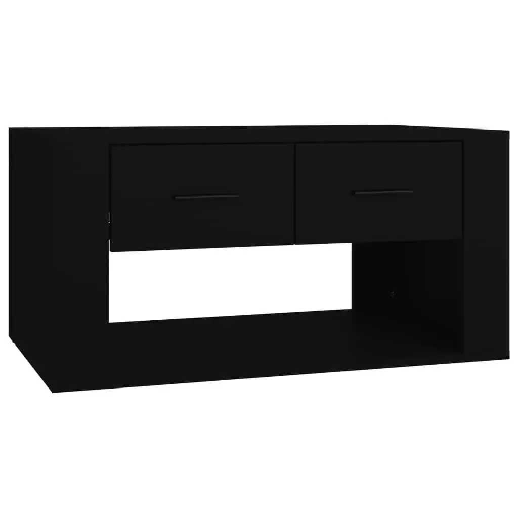 Black Coffee Table with 2 Storage Drawers 80x50x40 cm