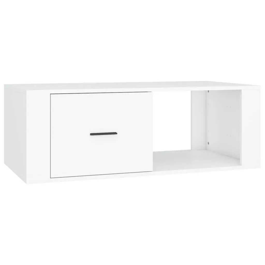 Coffee Table White 100x50.5x35 cm Engineered Wood with Drawer Storage Compartment