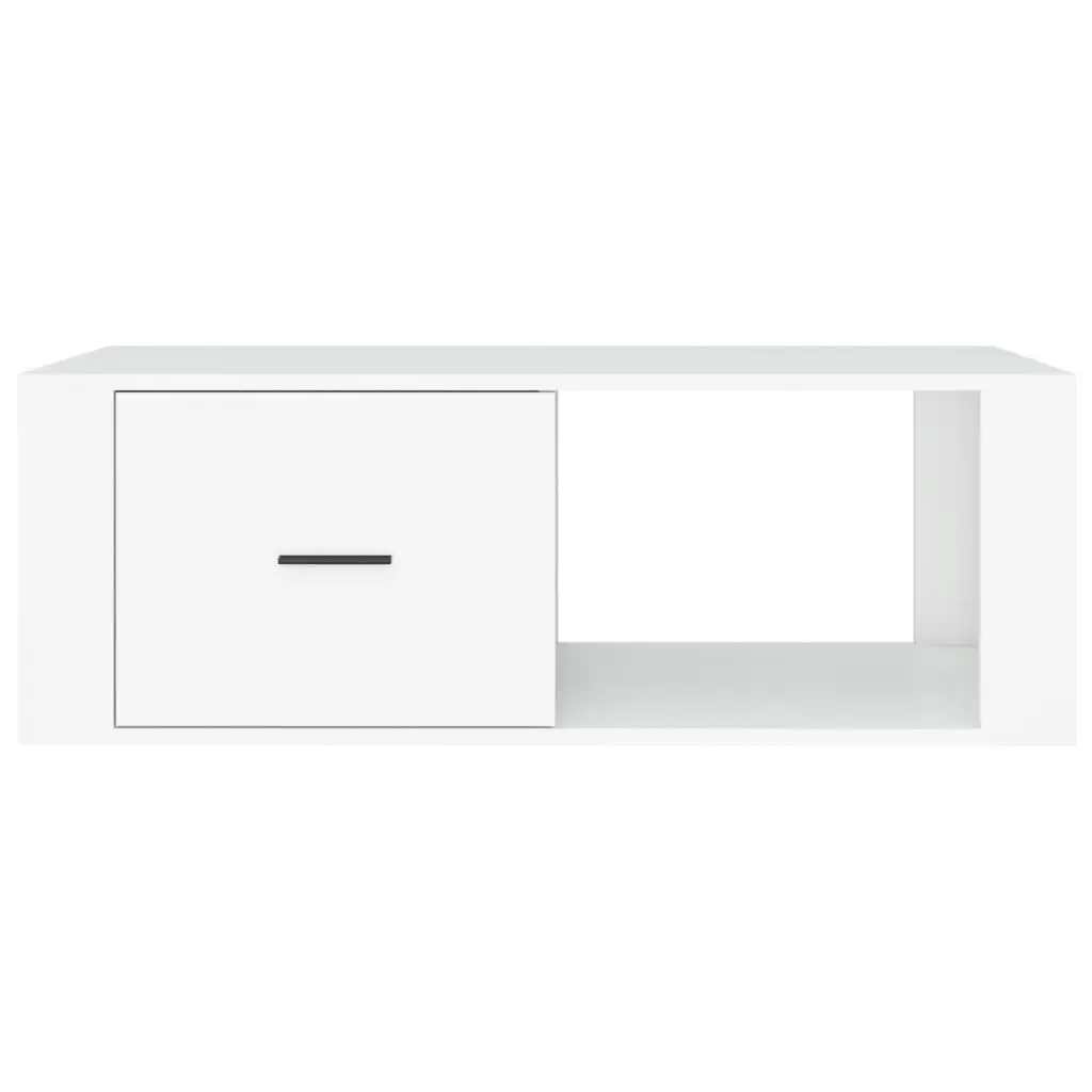Coffee Table White 100x50.5x35 cm Engineered Wood with Drawer Storage Compartment