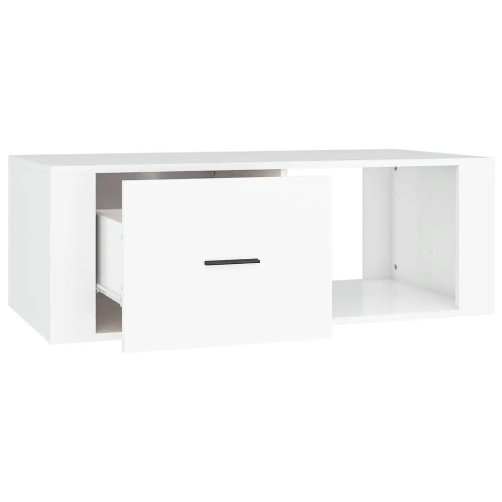 Coffee Table White 100x50.5x35 cm Engineered Wood with Drawer Storage Compartment