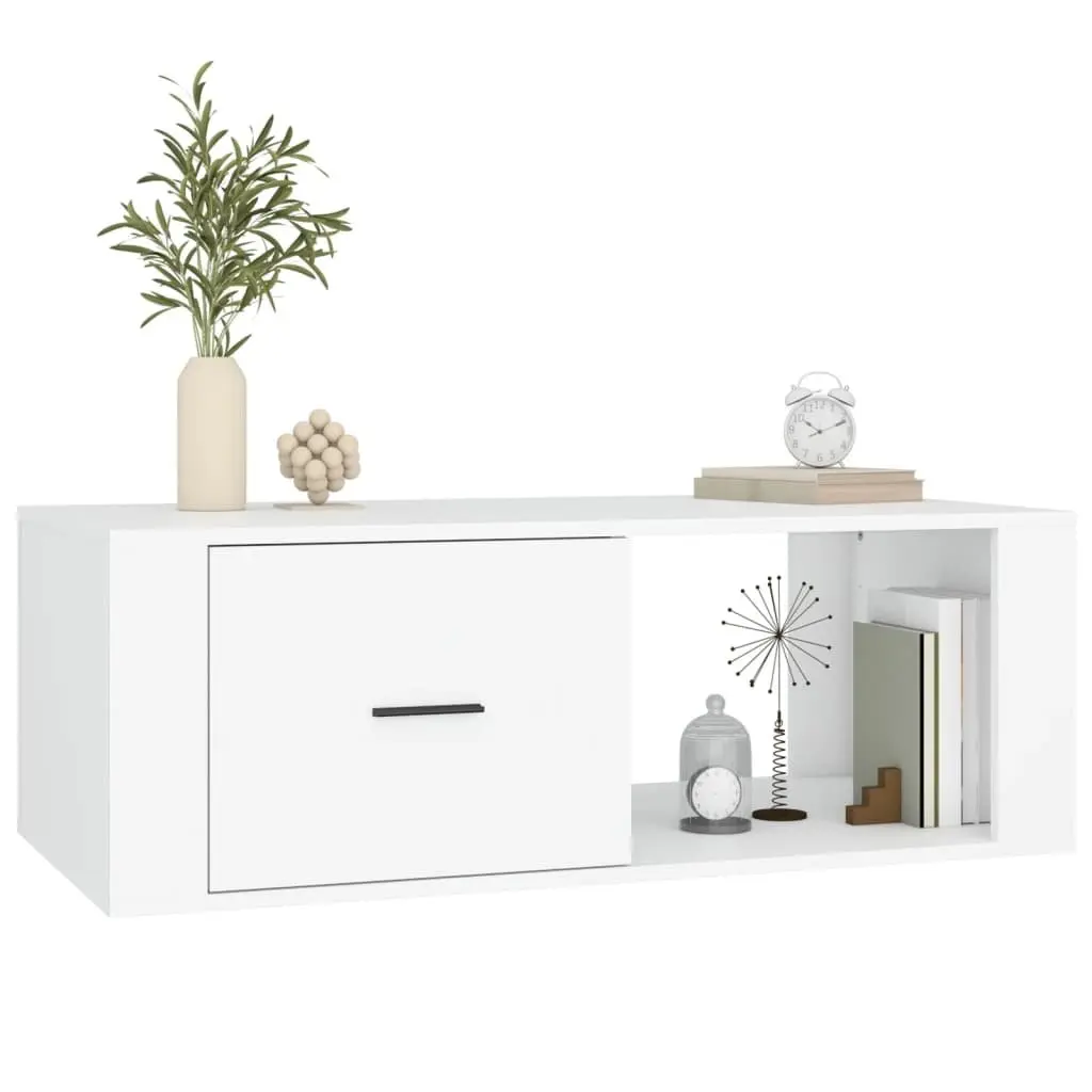 Coffee Table White 100x50.5x35 cm Engineered Wood with Drawer Storage Compartment