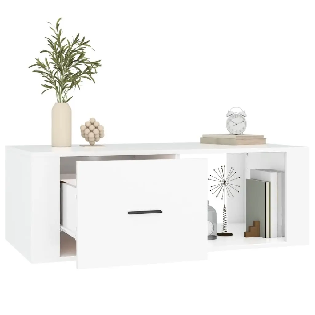 Coffee Table White 100x50.5x35 cm Engineered Wood with Drawer Storage Compartment