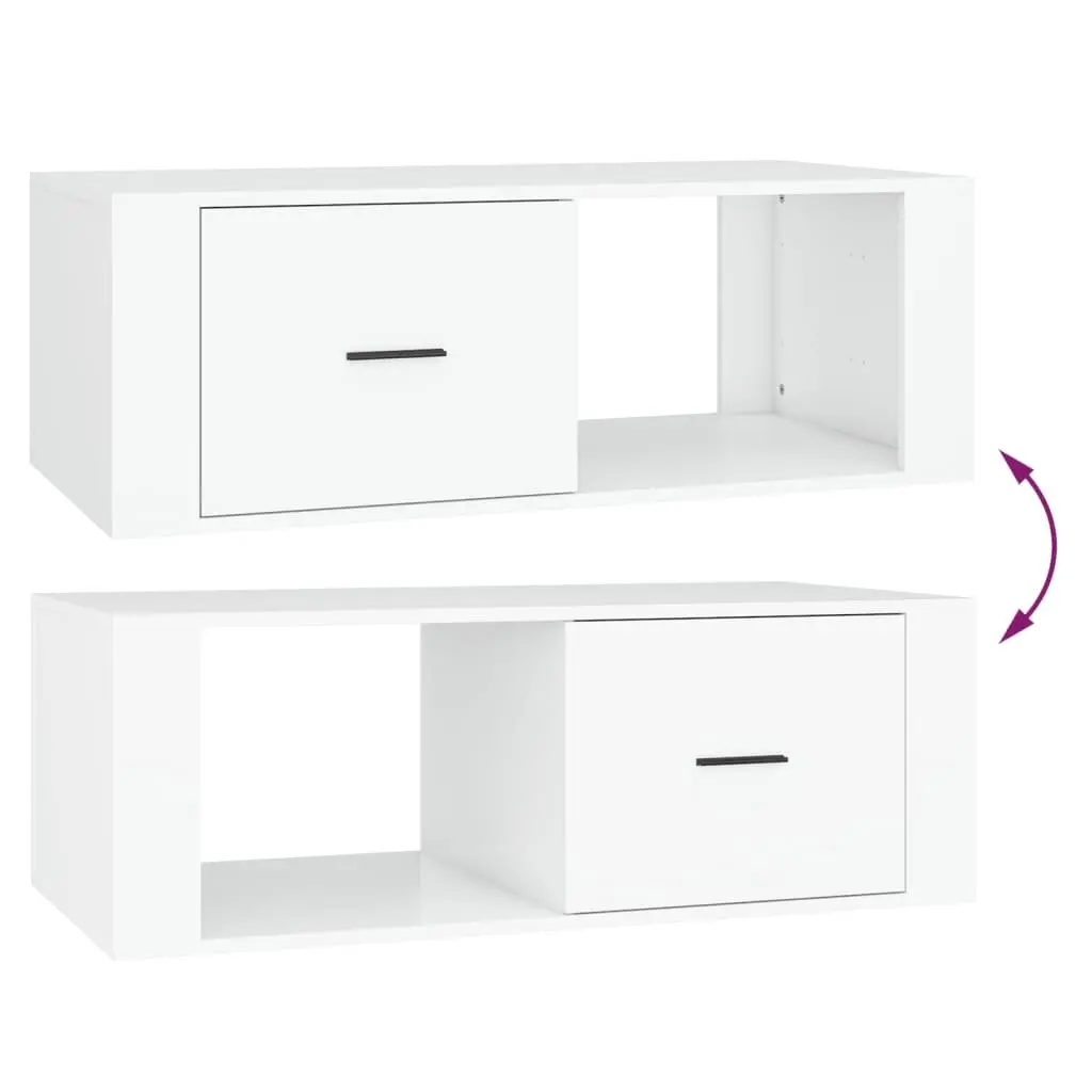Coffee Table White 100x50.5x35 cm Engineered Wood with Drawer Storage Compartment