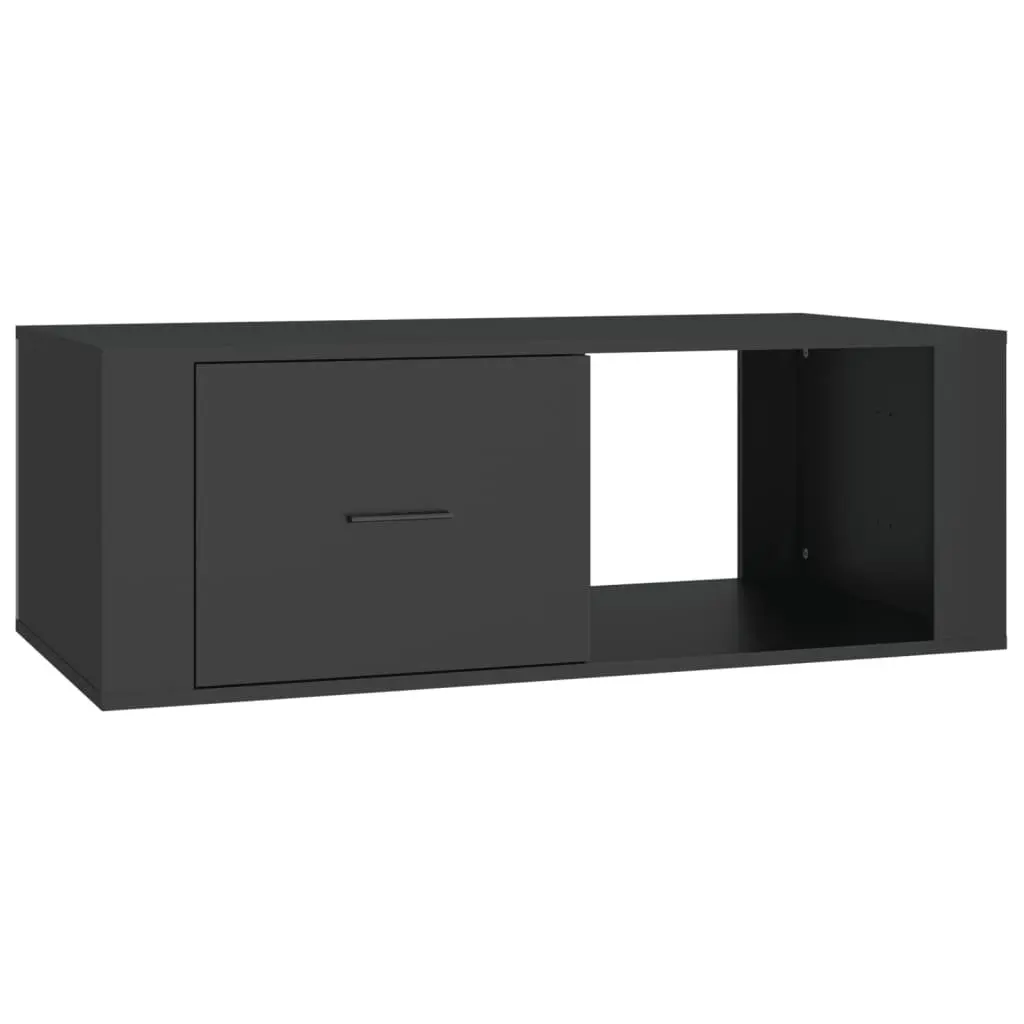 Black Coffee Table with Storage Drawer and Open Compartment