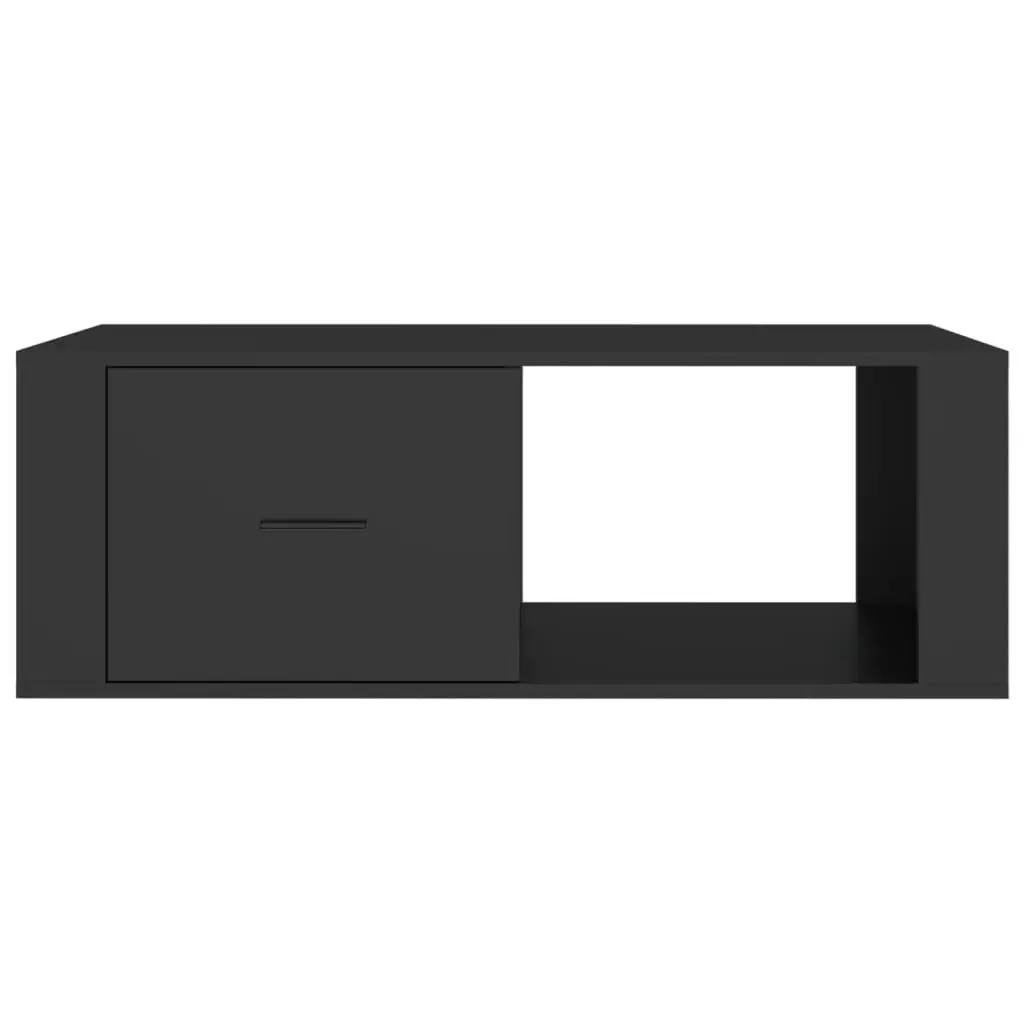 Black Coffee Table with Storage Drawer and Open Compartment